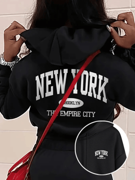 Sudadera con capucha informal y holgada para mujer con estampado de letra, manga larga, forro polar, disenada para un confort extremo, adecuada para usar en capas o sola para crear looks de moda, invierno