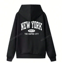 Sudadera con capucha informal y holgada para mujer con estampado de letra, manga larga, forro polar, disenada para un confort extremo, adecuada para usar en capas o sola para crear looks de moda, invierno