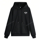 Sudadera con capucha informal y holgada para mujer con estampado de letra, manga larga, forro polar, disenada para un confort extremo, adecuada para usar en capas o sola para crear looks de moda, invierno