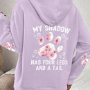 Lune sudadera con capucha informal para mujer con estampado de letra y pata de perro, para otono/invierno