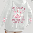Lune sudadera con capucha informal para mujer con estampado de letra y pata de perro, para otono/invierno