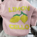 Cardigan corto casual de manga larga para mujer con botones y diseno de jacquard con limones, para otono e invierno