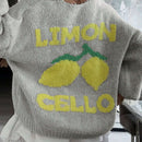 Cardigan corto casual de manga larga para mujer con botones y diseno de jacquard con limones, para otono e invierno