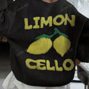 Cardigan corto casual con botones y manga larga, de mujer, con estampado de limon de talla grande para otono e invierno