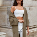 Cardigan casual holgado de unicolor de manga larga tipo murcielago, para otono/invierno