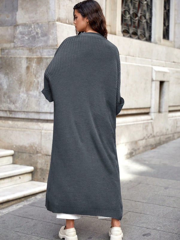 Cardigan casual holgado de unicolor de manga larga tipo murcielago, para otono/invierno