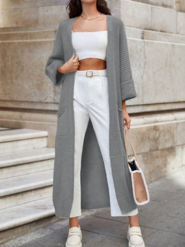 Cardigan casual holgado de unicolor de manga larga tipo murcielago, para otono/invierno