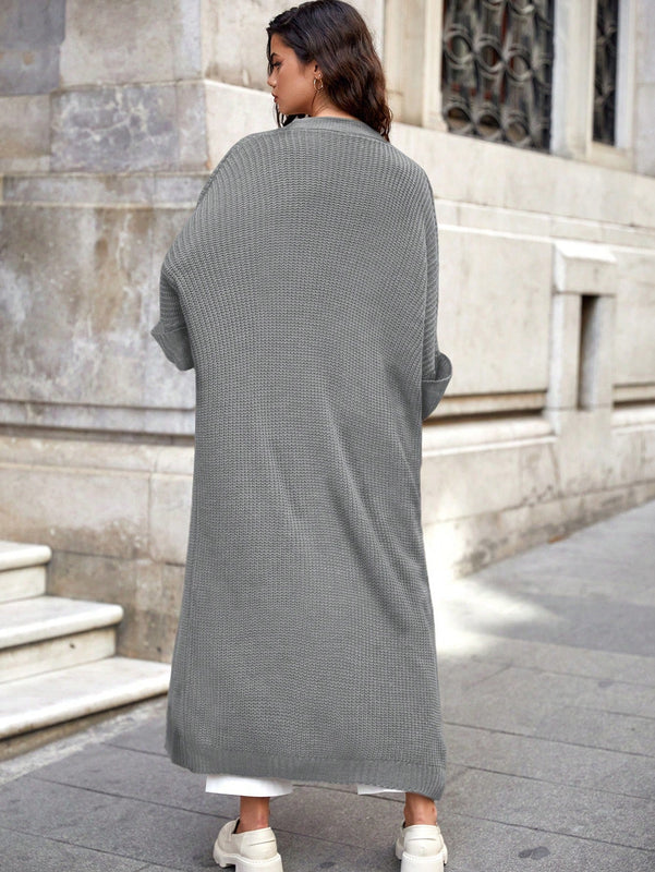 Cardigan casual holgado de unicolor de manga larga tipo murcielago, para otono/invierno