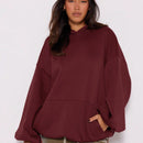 Musera sudadera con capucha de hombros caidos y talla grande para invierno