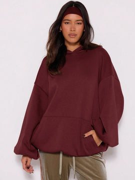 Musera sudadera con capucha de hombros caidos y talla grande para invierno
