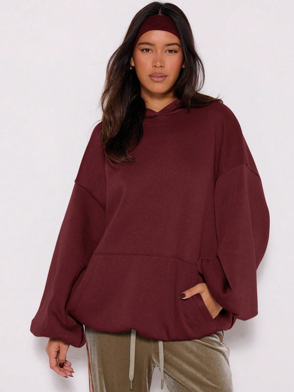 Musera sudadera con capucha de hombros caidos y talla grande para invierno