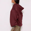 Musera sudadera con capucha de hombros caidos y talla grande para invierno