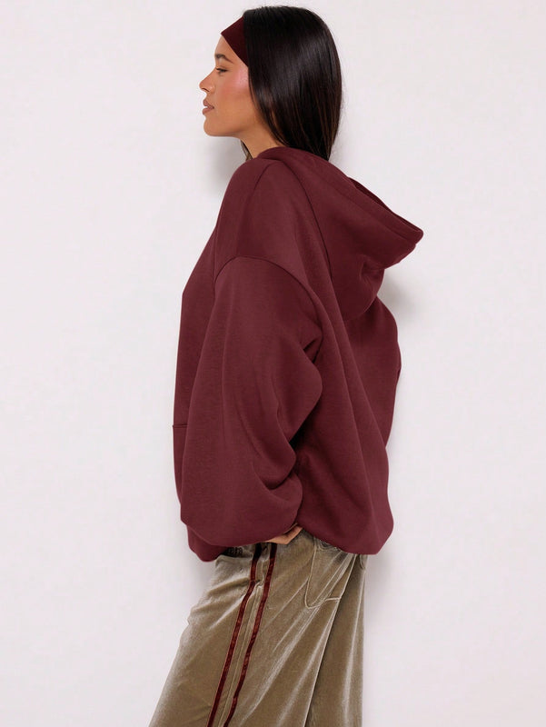 Musera sudadera con capucha de hombros caidos y talla grande para invierno