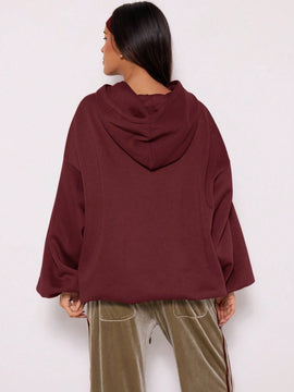 Musera sudadera con capucha de hombros caidos y talla grande para invierno
