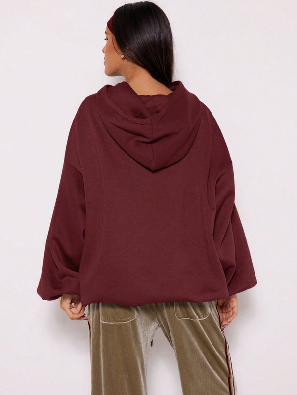 Musera sudadera con capucha de hombros caidos y talla grande para invierno