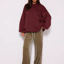 Musera sudadera con capucha de hombros caidos y talla grande para invierno