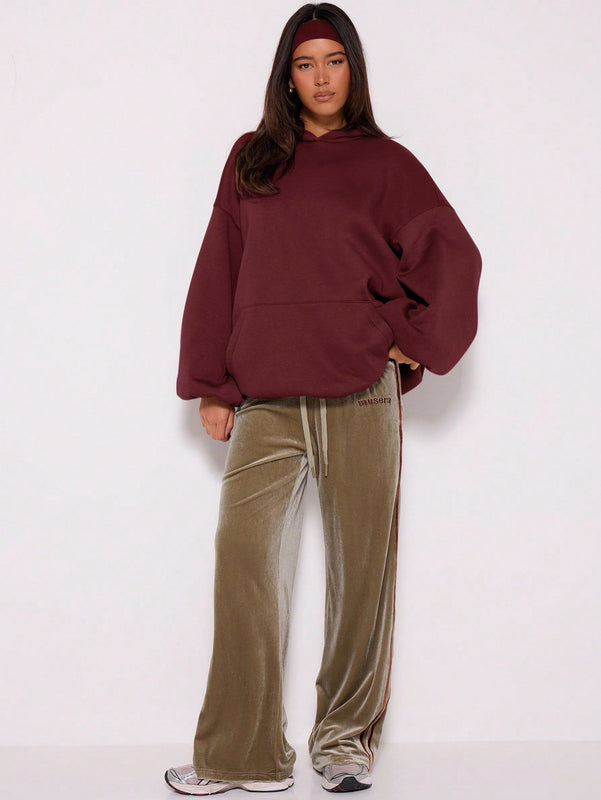 Musera sudadera con capucha de hombros caidos y talla grande para invierno