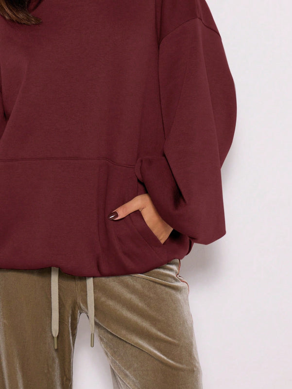 Musera sudadera con capucha de hombros caidos y talla grande para invierno