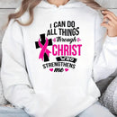 1 sudadera con capucha "puedo hacer todas las cosas a traves de cristo" de elain moda para mujer, de algodon 100% premium de 300g, de peso pesado, con cordon y bolsillos, para el dia de concienciacion sobre el cancer de mama