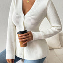 Lune cardigan elegante de mujer con cuello en v, cintura cenida y volantes en el bajo