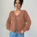 Prive blusa casual de manga larga con amarres delanteros para mujer, para uso diario
