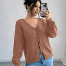 Prive blusa casual de manga larga con amarres delanteros para mujer, para uso diario