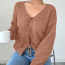 Prive blusa casual de manga larga con amarres delanteros para mujer, para uso diario