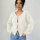 Prive blusa casual de manga larga con amarres delanteros para mujer, para uso diario