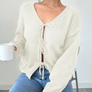 Prive blusa casual de manga larga con amarres delanteros para mujer, para uso diario
