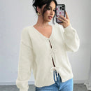 Prive blusa casual de manga larga con amarres delanteros para mujer, para uso diario
