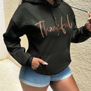 Ezwear sudadera con capucha informal de mujer con estampado de letras de accion de gracias, de manga caida, otono