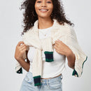 Chaqueta de mujer elegante casual y versatil con cuello en v de punto retorcido y manga larga