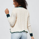 Chaqueta de mujer elegante casual y versatil con cuello en v de punto retorcido y manga larga