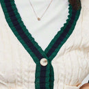 Chaqueta de mujer elegante casual y versatil con cuello en v de punto retorcido y manga larga