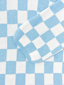 Cardigan de manga larga con estampado de cuadros, cardigan de punto de manga larga con bloqueo de color y estampado de cuadros para mujer