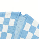 Cardigan de manga larga con estampado de cuadros, cardigan de punto de manga larga con bloqueo de color y estampado de cuadros para mujer