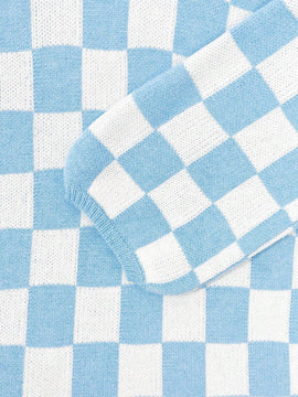 Cardigan de manga larga con estampado de cuadros, cardigan de punto de manga larga con bloqueo de color y estampado de cuadros para mujer