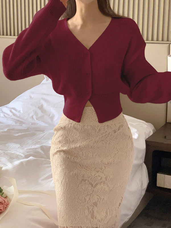 Dazy cardigan de botones de color liso para mujer, informal para uso diario, otono