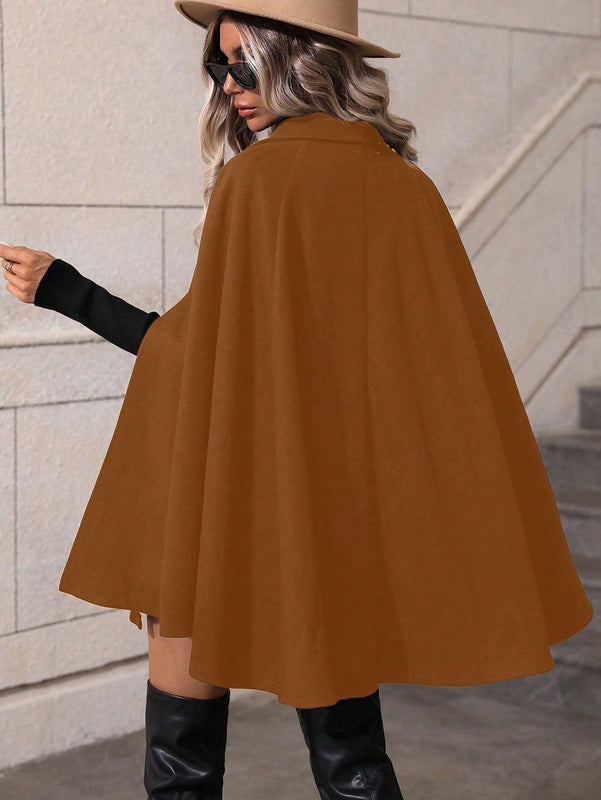 Clasi abrigo suelto con doble botonadura de moda para mujer en otono