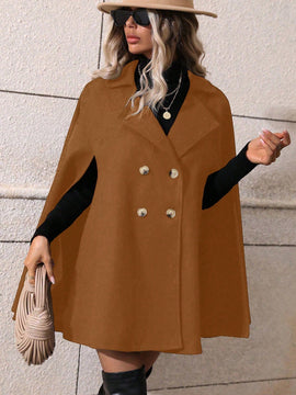 Clasi abrigo suelto con doble botonadura de moda para mujer en otono