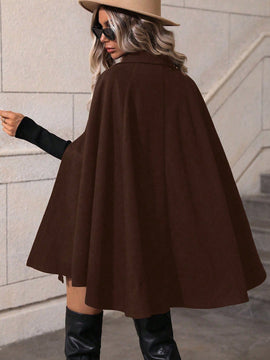 Clasi abrigo suelto con doble botonadura de moda para mujer en otono