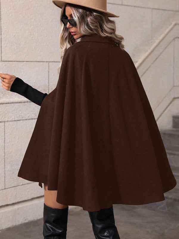 Clasi abrigo suelto con doble botonadura de moda para mujer en otono