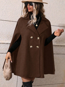 Clasi abrigo suelto con doble botonadura de moda para mujer en otono