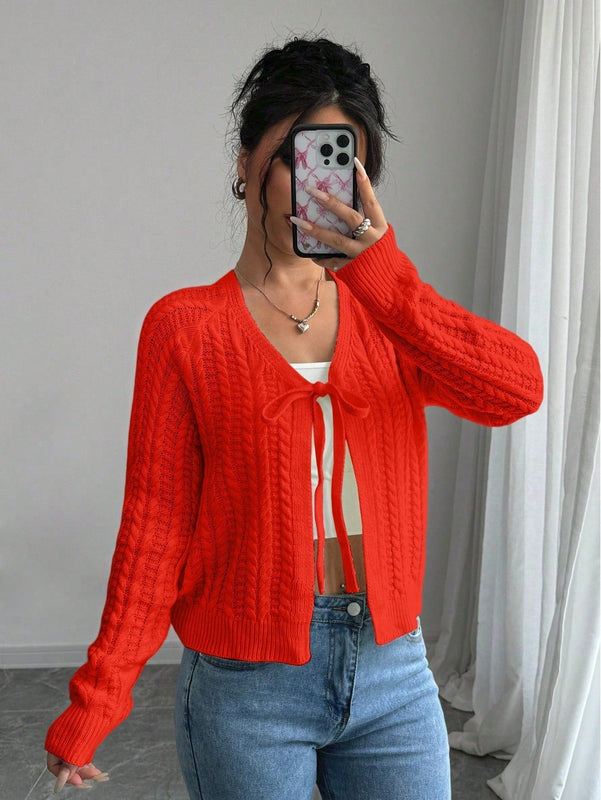 Essnce cardigan de mujer de manga larga con estampado floral 3d con lazo delantero, de estilo frances casual y versatil