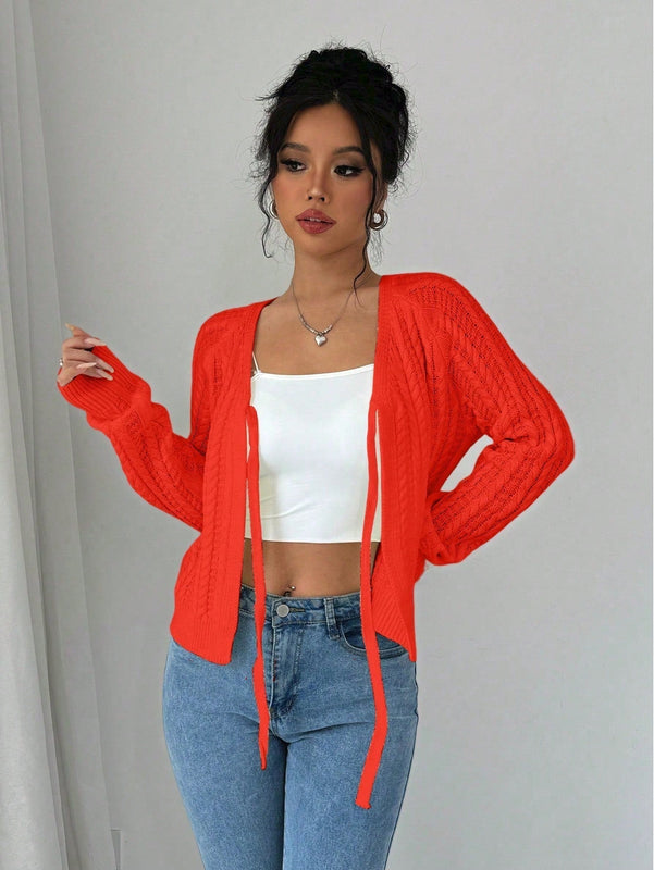 Essnce cardigan de mujer de manga larga con estampado floral 3d con lazo delantero, de estilo frances casual y versatil