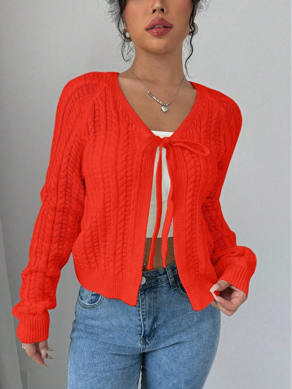 Essnce cardigan de mujer de manga larga con estampado floral 3d con lazo delantero, de estilo frances casual y versatil