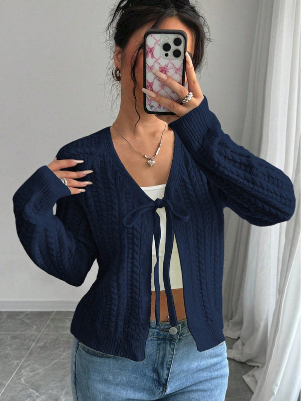 Essnce cardigan de mujer de manga larga con estampado floral 3d con lazo delantero, de estilo frances casual y versatil