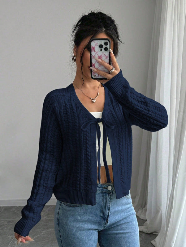 Essnce cardigan de mujer de manga larga con estampado floral 3d con lazo delantero, de estilo frances casual y versatil