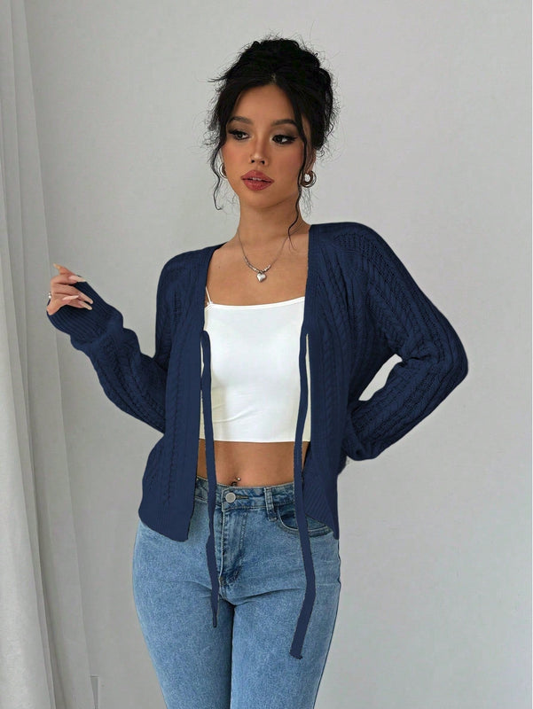 Essnce cardigan de mujer de manga larga con estampado floral 3d con lazo delantero, de estilo frances casual y versatil