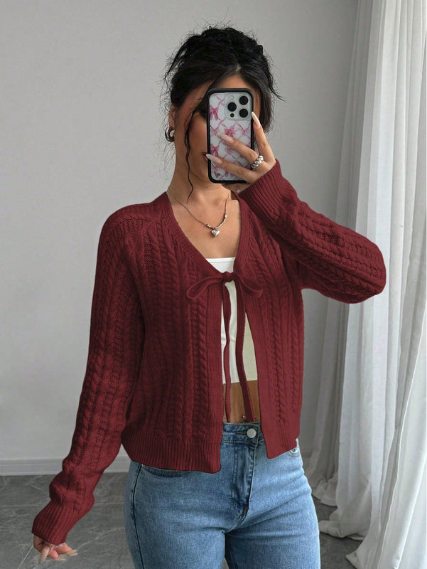 Essnce cardigan de mujer de manga larga con estampado floral 3d con lazo delantero, de estilo frances casual y versatil